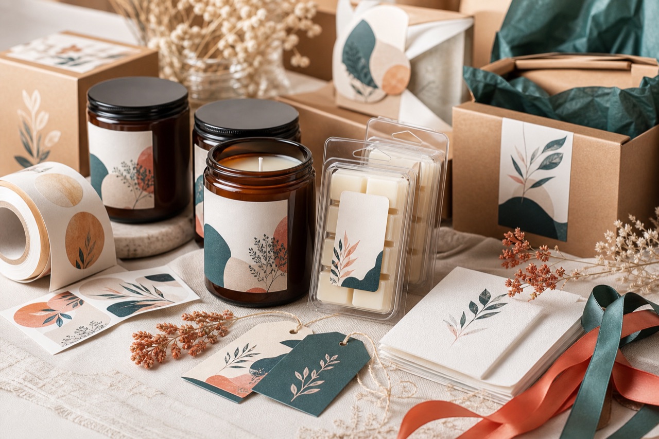 Candle label and wax melt packaging craft line